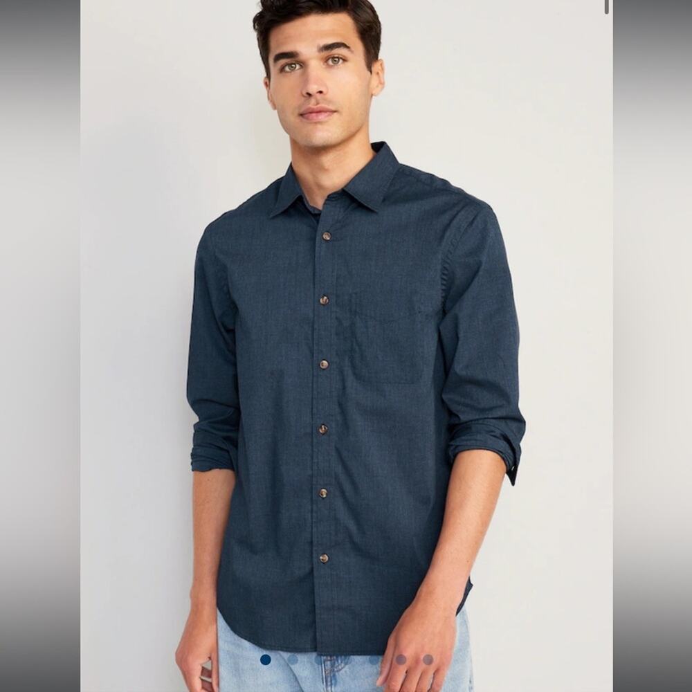 Old Navy Slim Fit Built-In‎ Flex Everyday Poplin Button Down Shirt Sz L NEW